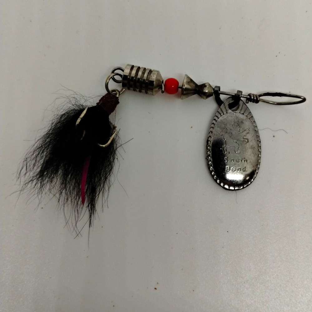 South Bend Vintage Metal Spinnerbait Lure - Inline Spinner with Dressed Hook